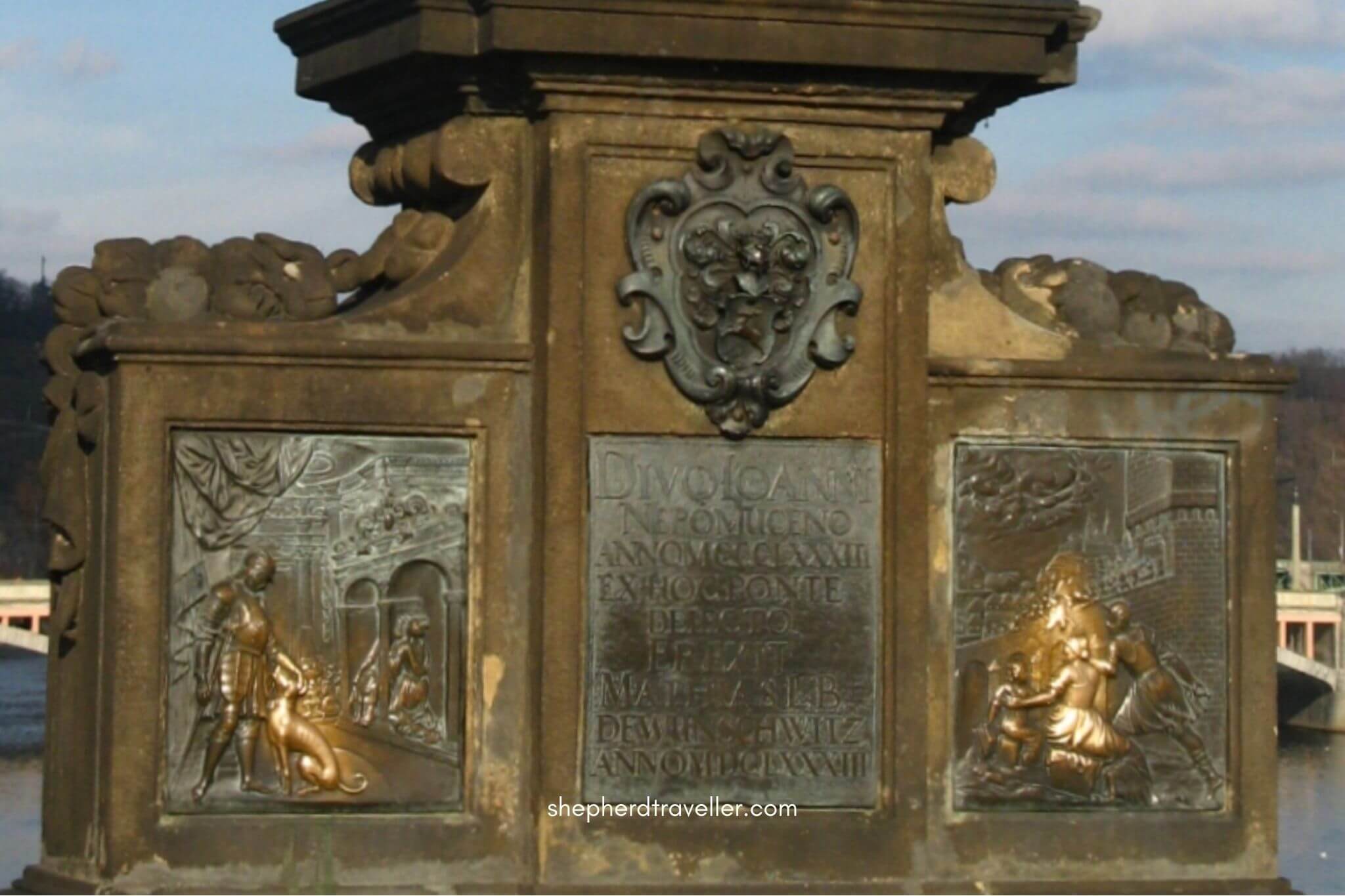 Charles bridge in Prague and its good luck statues